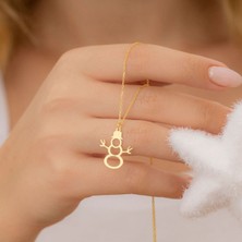 925 Ayar Gümüş Yılbaşı Temalı Kardan Adam Kolye