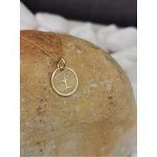 Has Altın Kaplama Işlemeli Hayat Ağacı 925K Kolye