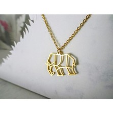 Has Altın Kaplama Origami Fil 925K Kolye