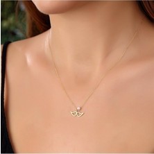 24 Ayar Has Altın Kaplama Melek Kanadı Gümüş Kolye 925