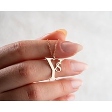 925 Ayar Gümüş Tasarım Çift Harf Kolye