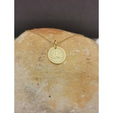 Has Altın Kaplama Işlemeli Lotus Çiçeği 925K Kolye