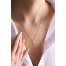 Has Altın Kaplama Kelebek Detaylı Harf 925K Kolye