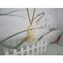 Has Altın Kaplama Origami Tilki 925K Kolye