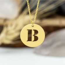 Has Altın Kaplama Disk Harf 925K Kolye