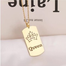 925 Ayar Gümüş Queen Plaka Kolye