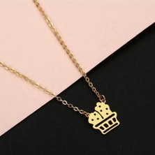 Has Altın Kaplama Saksı Içinde Çiçek 925K Kolye