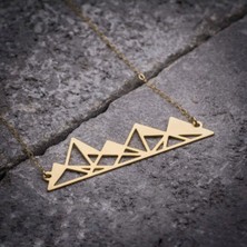 Has Altın Kaplama Geometrik Dağ 925K Kolye