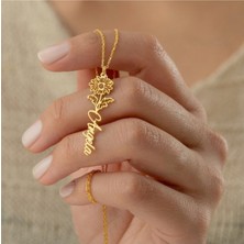 925 Ayar Gümüş Doğum Çiçeği Isim Kolye