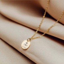 925 Ayar Gümüş Gül Tasarım Harf Tarih Kolye