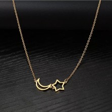 Has Altın Kaplama Ay ve Yıldız 925K Kolye