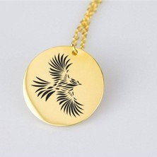 Has Altın Kaplama Kartal Disk 925K Kolye