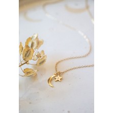 Has Altın Kaplama Ay ve Harf Charm 925K Kolye