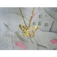 Has Altın Kaplama Origami Kelebek 925K Kolye