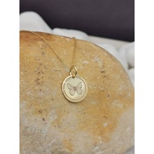 Has Altın Kaplama Kelebek 925K Kolye