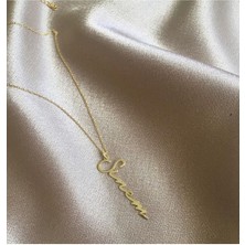 Has Altın Kaplama Dikey El Yazısı Isim 925K Kolye