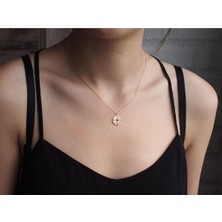 Has Altın Kaplama Pusula 925K Kolye