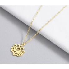 Has Altın Kaplama Lotus Çiçeği 925K Kolye