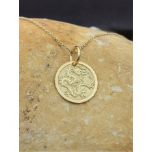 Has Altın Kaplama Unisex Ejderha 925K Kolye