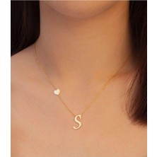 925 Ayar Gümüş Kalp Detaylı Harf Kolye