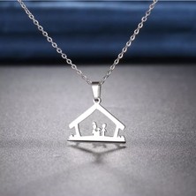 Aile Ev 925 Ayar Gümüş Kolye