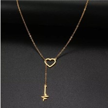 925 Ayar Gümüş Iç Içe Kalp ve Kalp Atışı Kolye