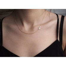 Has Altın Kaplama Yan Çapa 925K Kolye