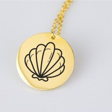 Has Altın Kaplama Deniz Kabuğu Disk 925K Kolye