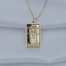 Has Altın Kaplama Tarot (The High Priestes) Yüksek Rahibe 925K Kolye