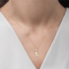 Has Altın Kaplama Gül 925K Kolye