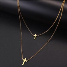 925 Ayar Gümüş Ikili Haç Kolye