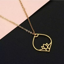 Has Altın Kaplama Lotus Çiçeği 925K Kolye