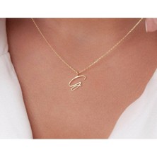 Has Altın Kaplama G Baş Harfli 925K Kolye