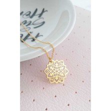 Has Altın Kaplama Çiçek Kalp Özel 925K Kolye