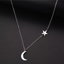 925 Ayar Gümüş Ay Yıldız Kolye