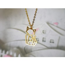 Has Altın Kaplama Origami Kedi 925K Kolye