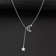 925 Ayar Gümüş Sallantılı Ay Yıldız Kolye