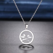 925 Ayar Gümüş Halka Kuşlar Kolye