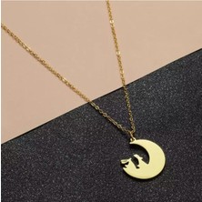 925 Ayar Gümüş Ay ve Tavşanlar Kolye