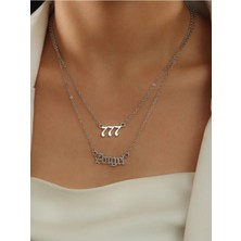 925 Ayar Gümüş Çift Zincir Melek Sayısı 777 Angel Kolye