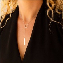 925 Ayar Gümüş Iç Içe Halka Çubuk Bar Kolye