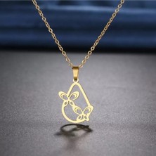 925 Ayar Gümüş Su Damlası Model Kelebekler Kolye