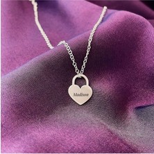 925 Ayar Gümüş Kalp Kilit Isim Kolye