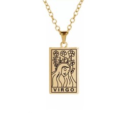 925 Ayar Gümüş Başak Burcu Kart Kolye