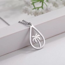 925 Ayar Gümüş Su Damlası Palmiye Kolye