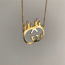 925 Ayar Gümüş Alev Font Tasarım Kolye