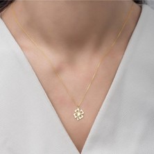 Has Altın Kaplama Dört Yapraklı Yonca 925K Kolye