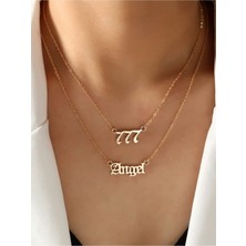 925 Ayar Gümüş Çift Zincir Melek Sayısı 777 Angel Kolye