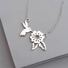 925K Kolye Kuş ve Çiçek Tasarım