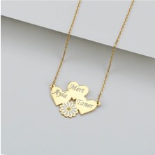 925 Ayar Gümüş 3 Isimli Papatya Kolye